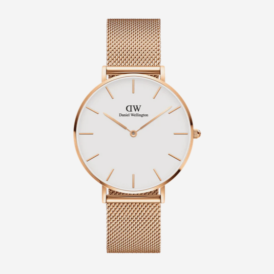 Daniel Wellington Melrose White 36mm Dial With Gold Plated Mesh Strap Watch