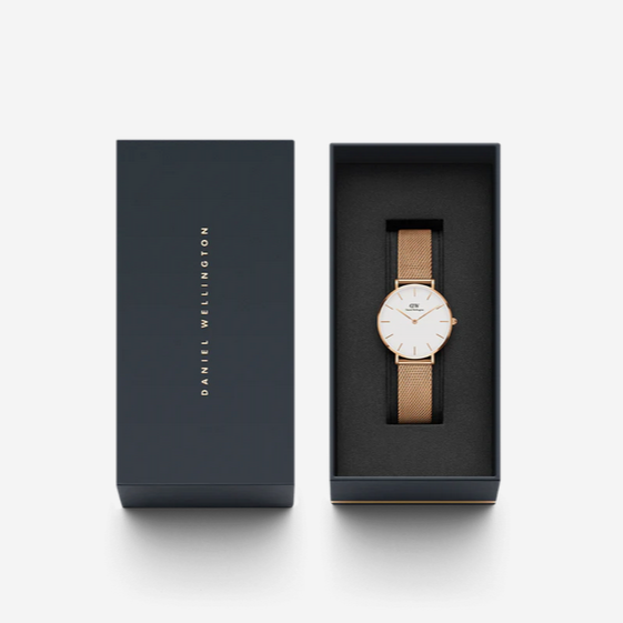 Daniel Wellington Melrose White 36mm Dial With Gold Plated Mesh Strap Watch