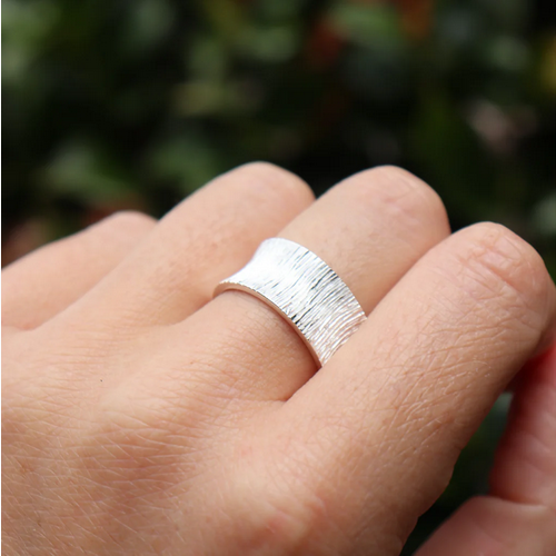 Sterling Silver Bijoux Frosted Wide Ring