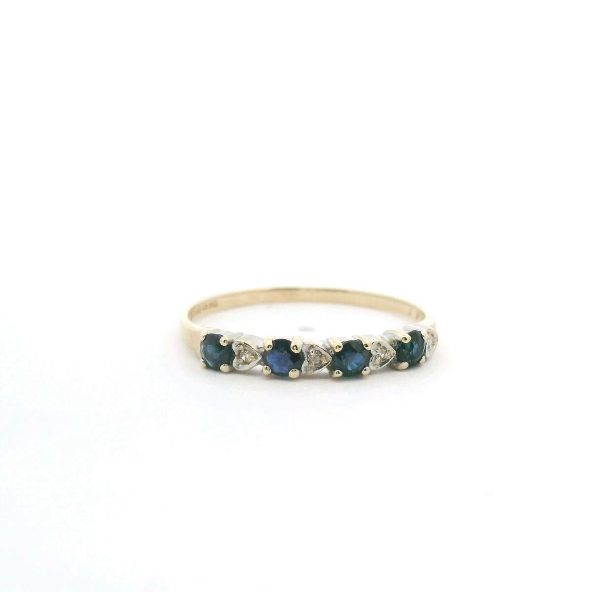 Estate 9ct Yellow Gold Sapphire & Diamond Ring