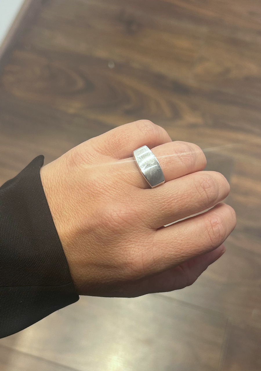 Sterling Silver Long Rectangular Signet Ring