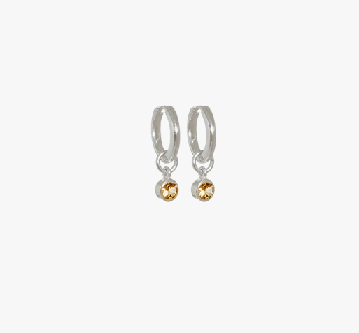 Evolve Sterling Silver November Citrine Huggie Earrings
