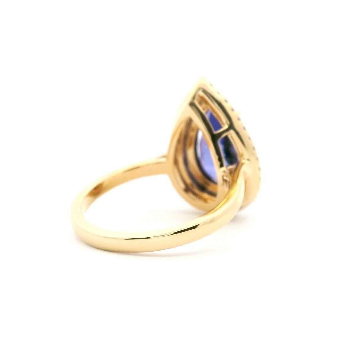 Tanzanite & Diamond 18ct Yellow Gold Double Halo Ring