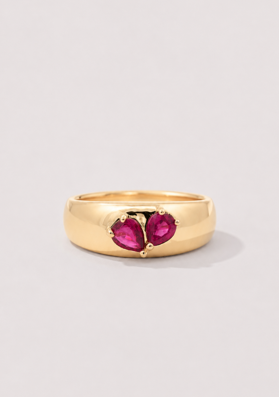 Ruby 9ct Yellow Gold Love Dome Ring