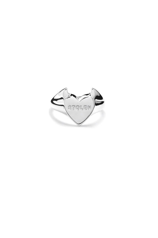 Stolen Girlfriends Club Sterling Silver Sinister Heart Signet Ring