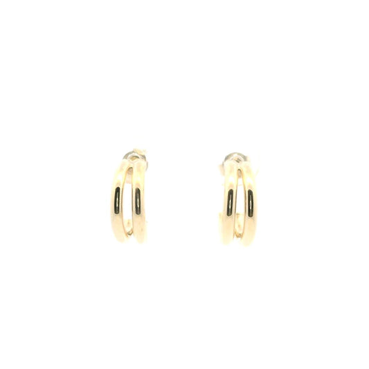 9ct Yellow Gold Hollow Double Tube Hoop Earrings