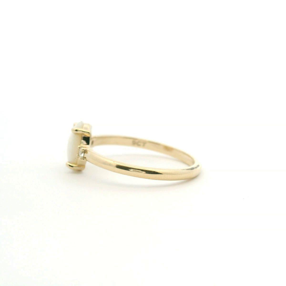 Opal & Diamond 9ct Yellow Gold Three Stone Ring