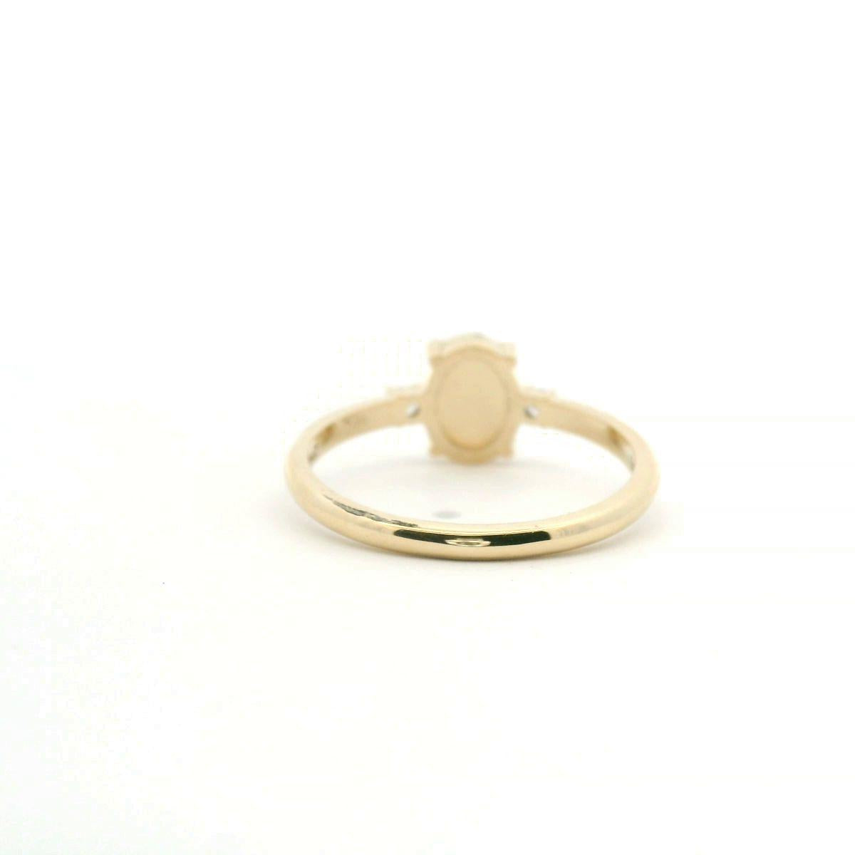 Opal & Diamond 9ct Yellow Gold Three Stone Ring