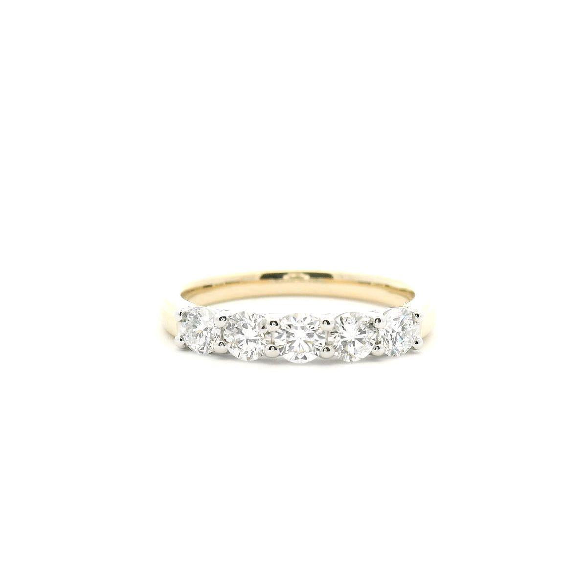 9ct Yellow & White Gold Lab Grown Diamond Five Stone Ring