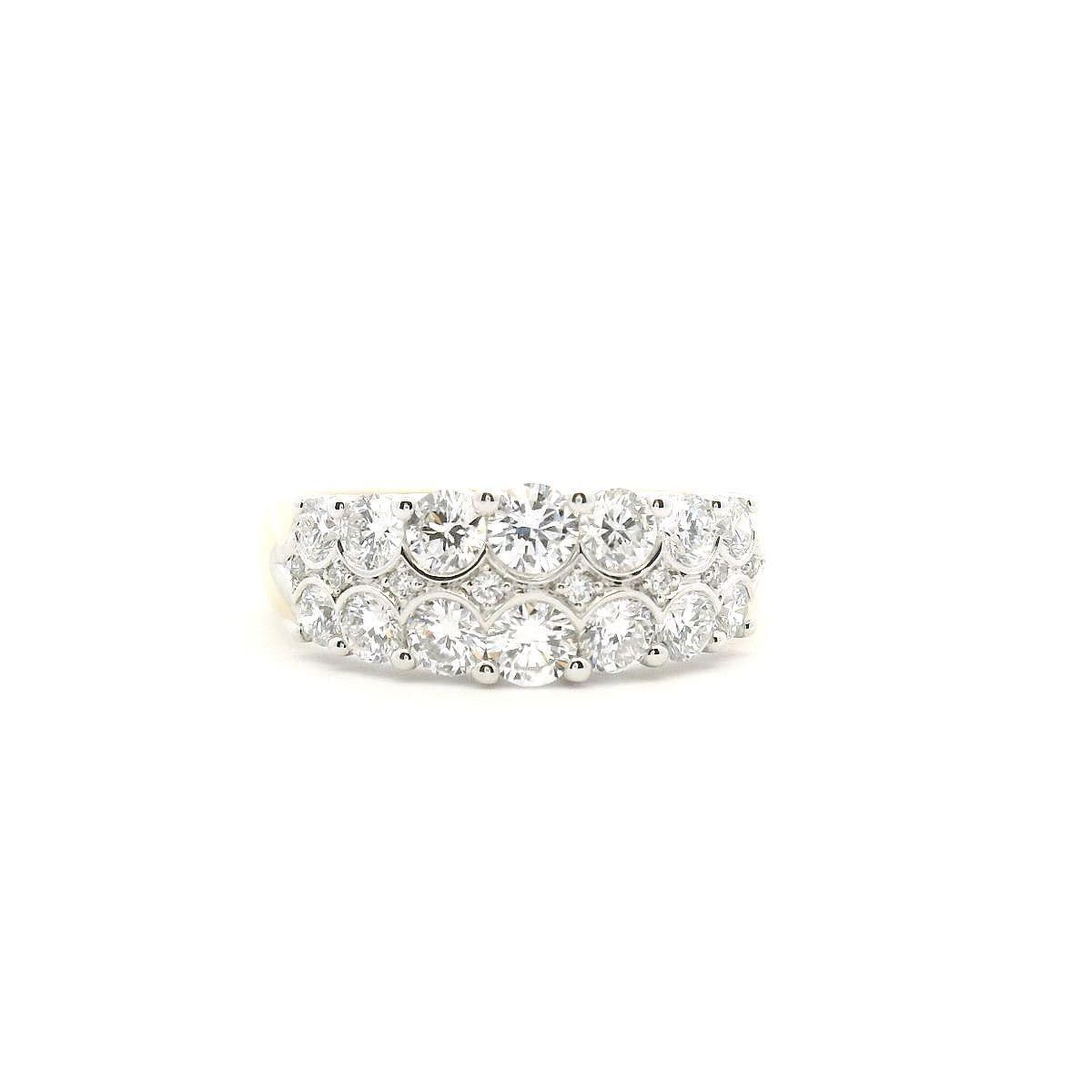 9ct Yellow & White Gold Lab Grown Diamond Double Row Ring