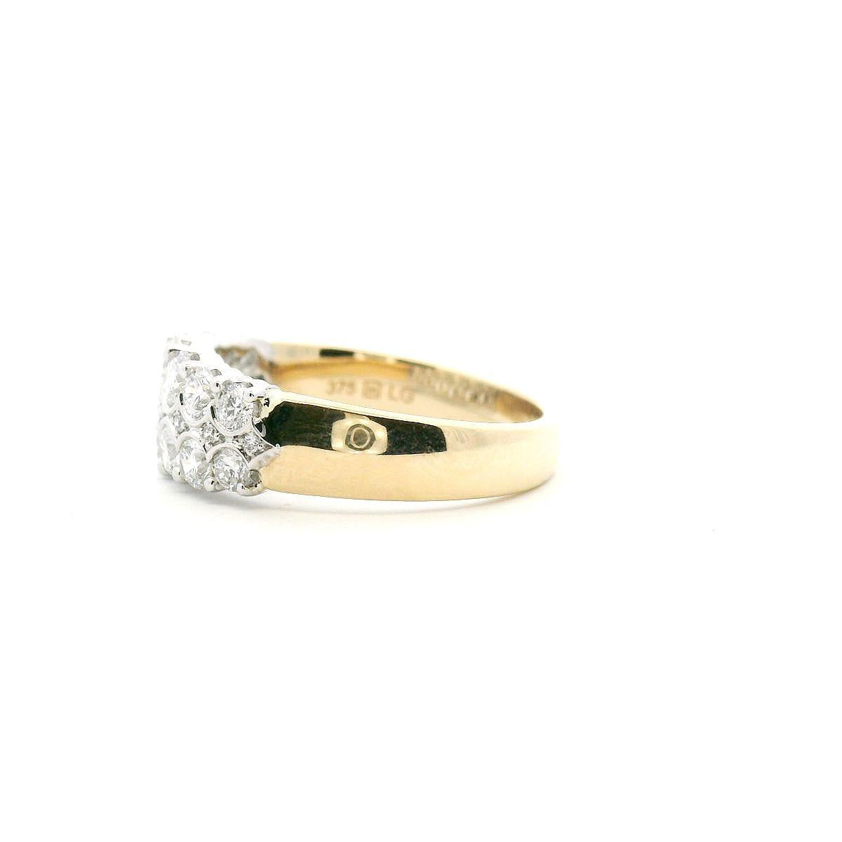 9ct Yellow & White Gold Lab Grown Diamond Double Row Ring