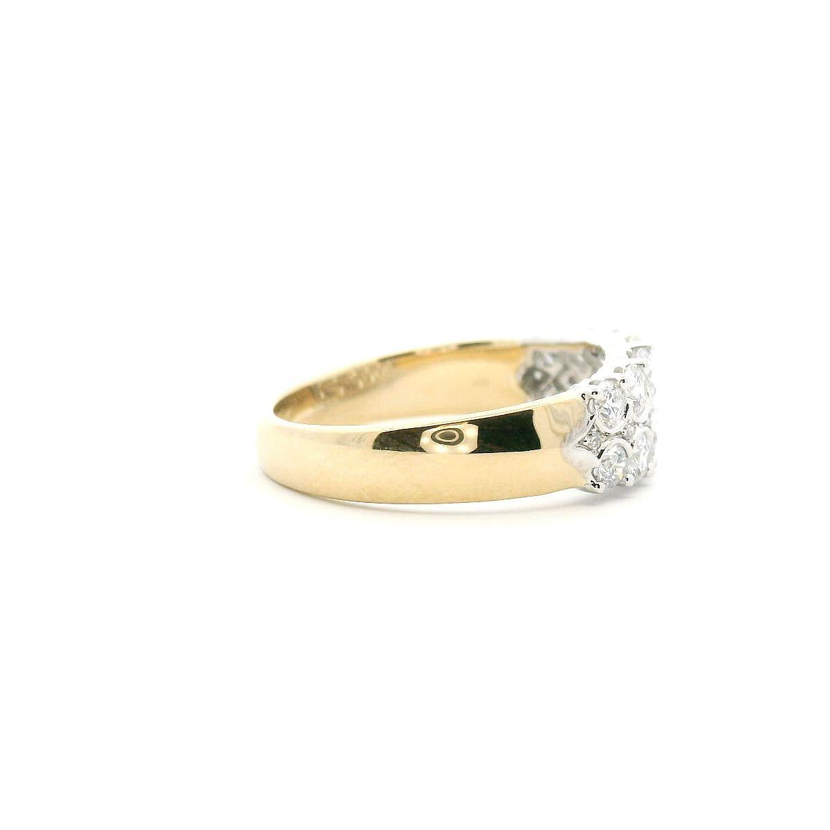 9ct Yellow & White Gold Lab Grown Diamond Double Row Ring