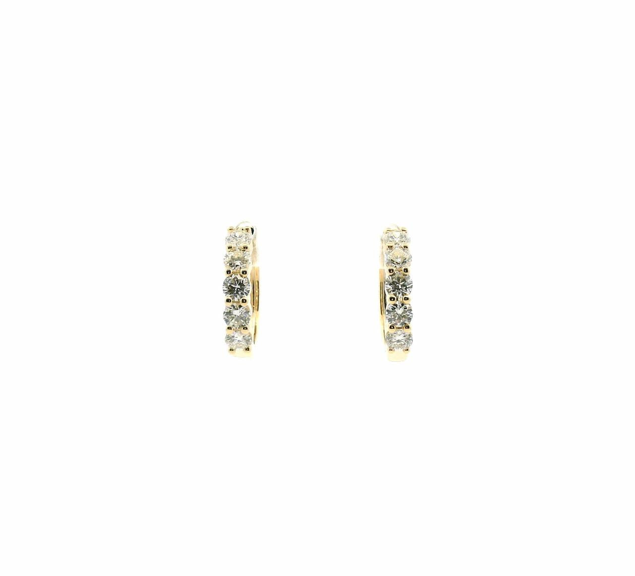 9ct Yellow Gold Lab Grown Diamond Hoop Earrings