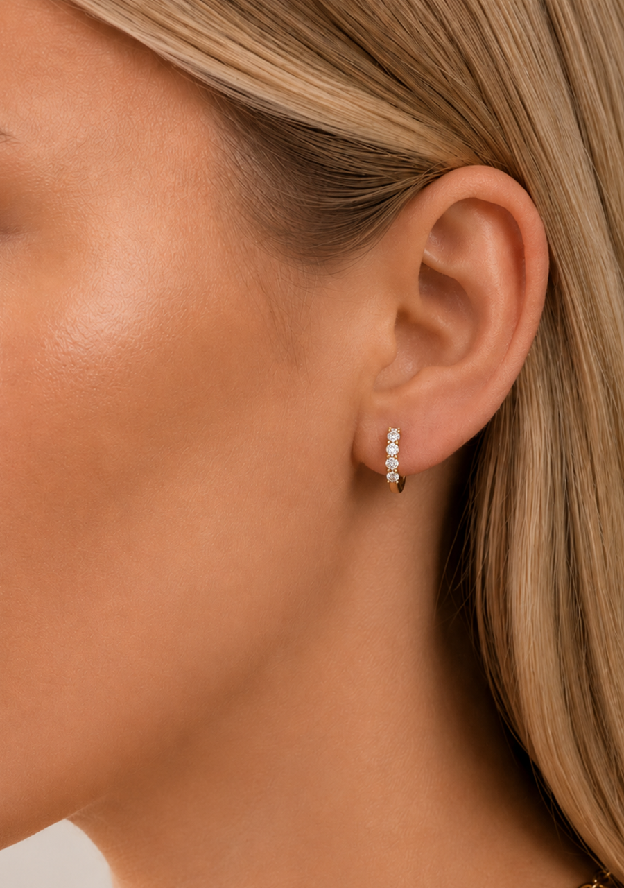 9ct Yellow Gold Lab Grown Diamond Hoop Earrings