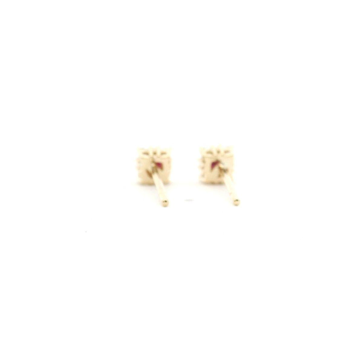 Ruby & Diamond 9ct Yellow Gold Stud Earrings