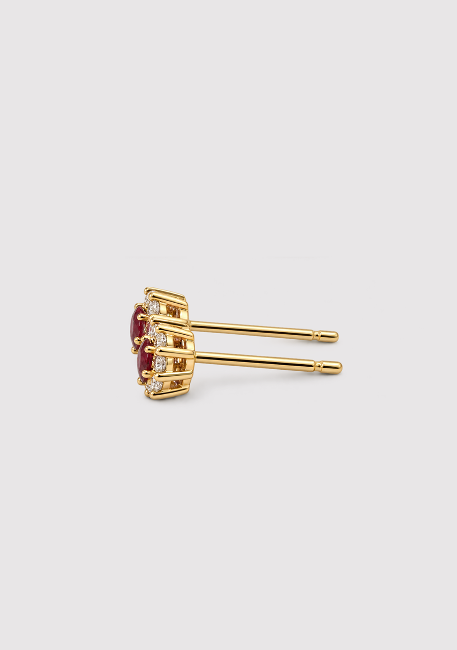 Ruby & Diamond 9ct Yellow Gold Stud Earrings
