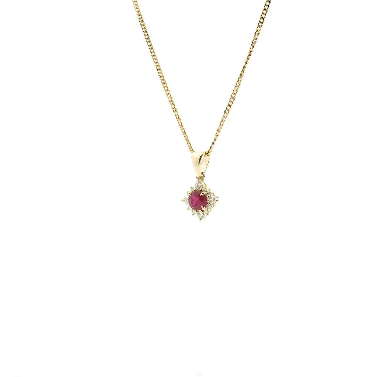 Ruby & Diamond 9ct Yellow Gold Pendant