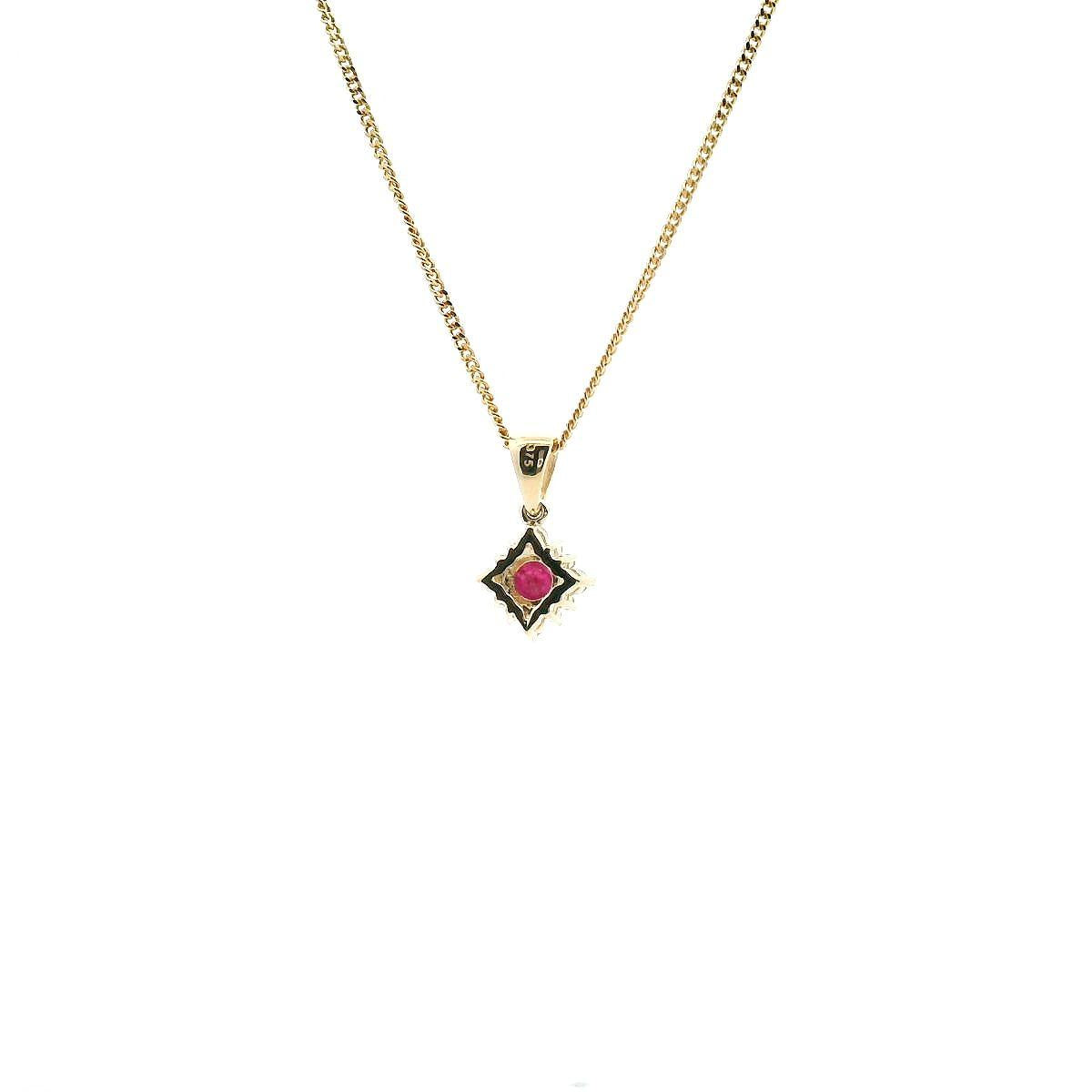 Ruby & Diamond 9ct Yellow Gold Pendant