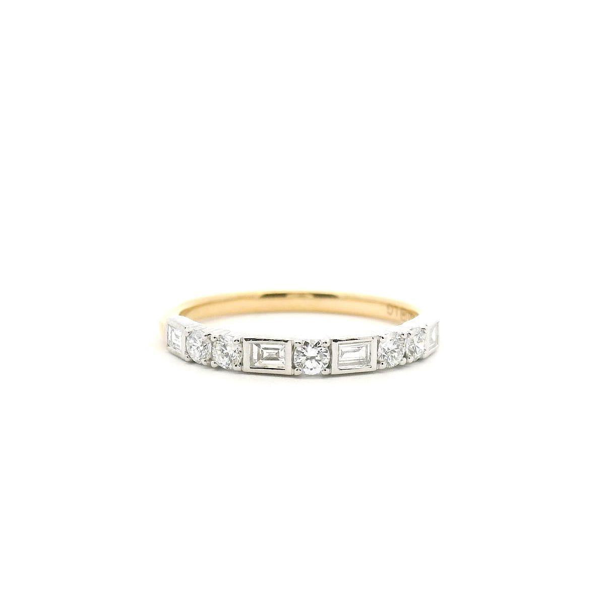 18ct Yellow & White Gold Lab Grown Diamond Baguette & Round Diamond Ring