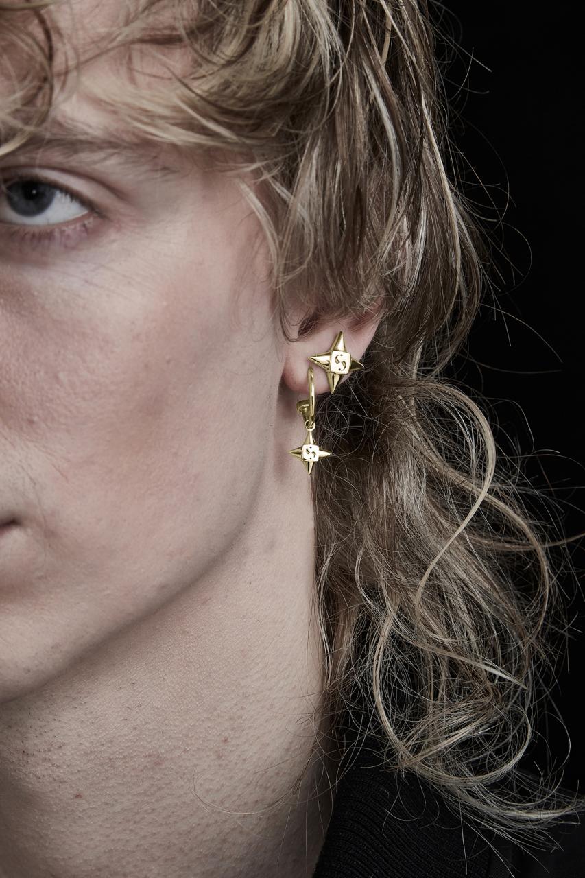 Stolen Girlfriends Club 18ct Gold Plated Star Shock Sleeper Earrings