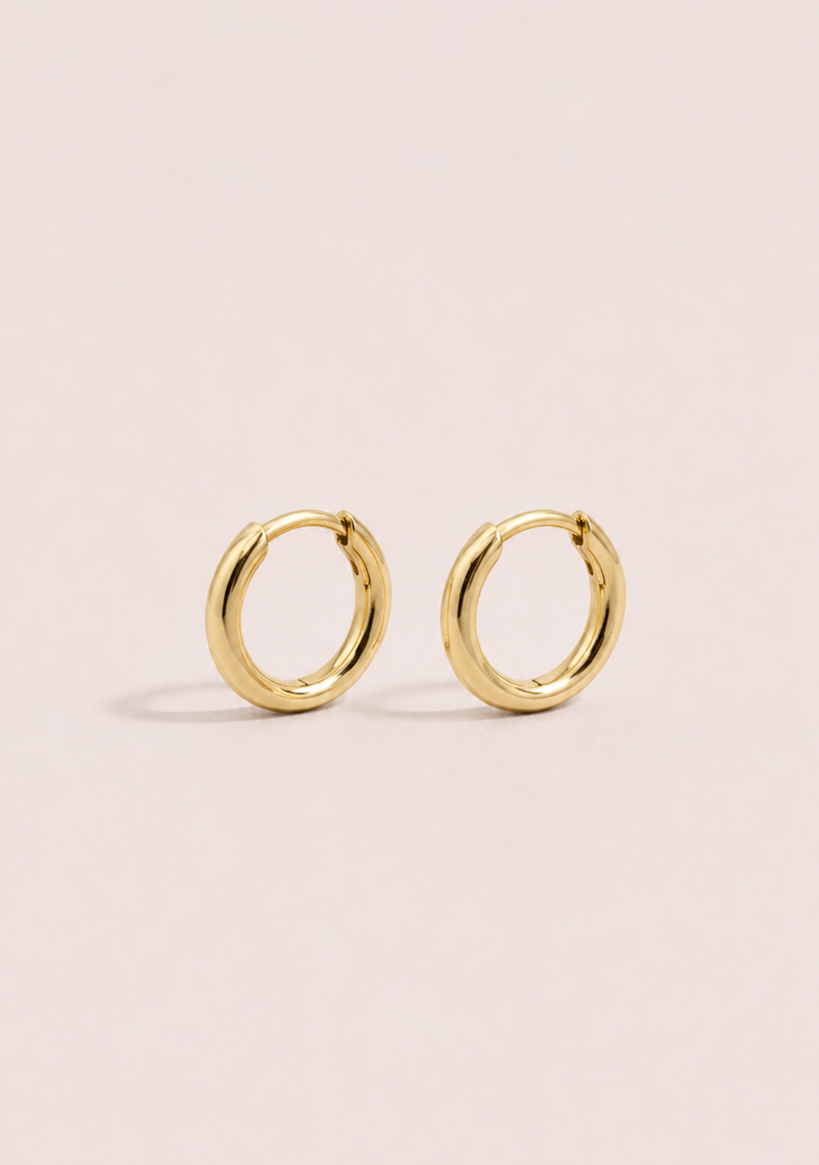 9ct Yellow Gold 14x2.3mm Round Profile Huggie Earrings