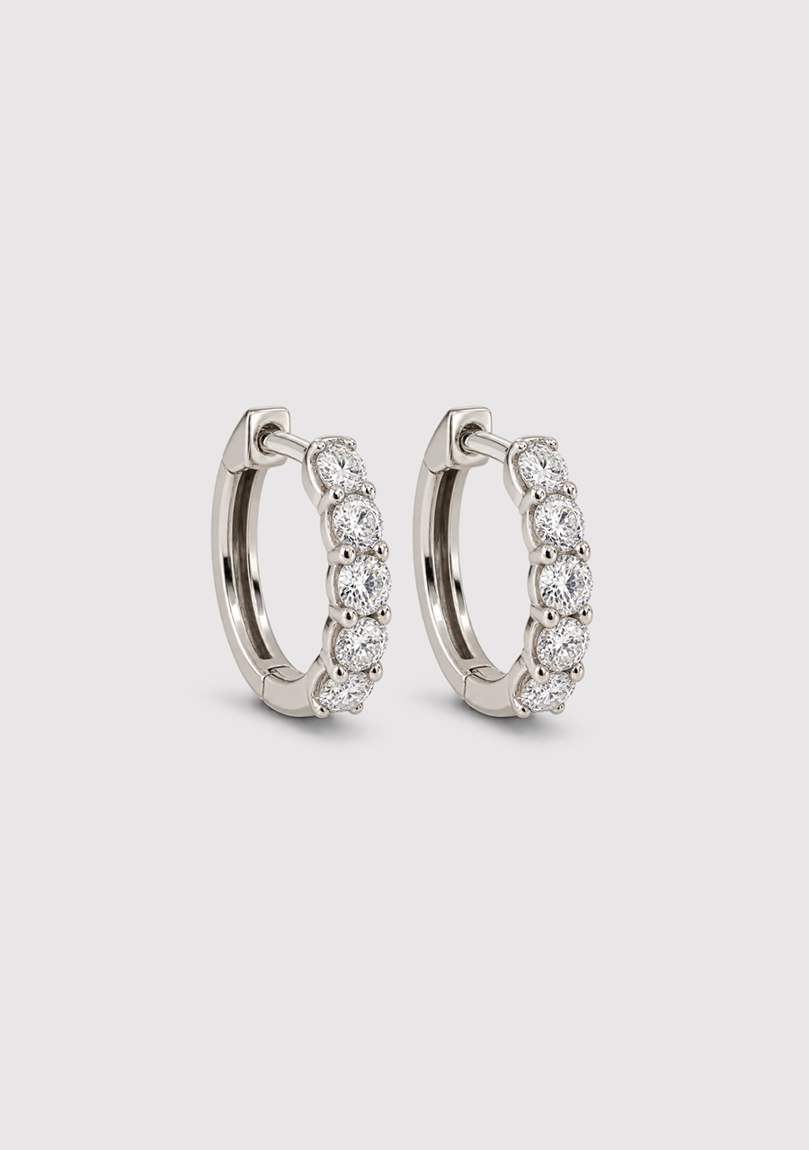 9ct White Gold 1.00ct Round Brilliant Cut Lab Grown Diamond Hoop Earrings