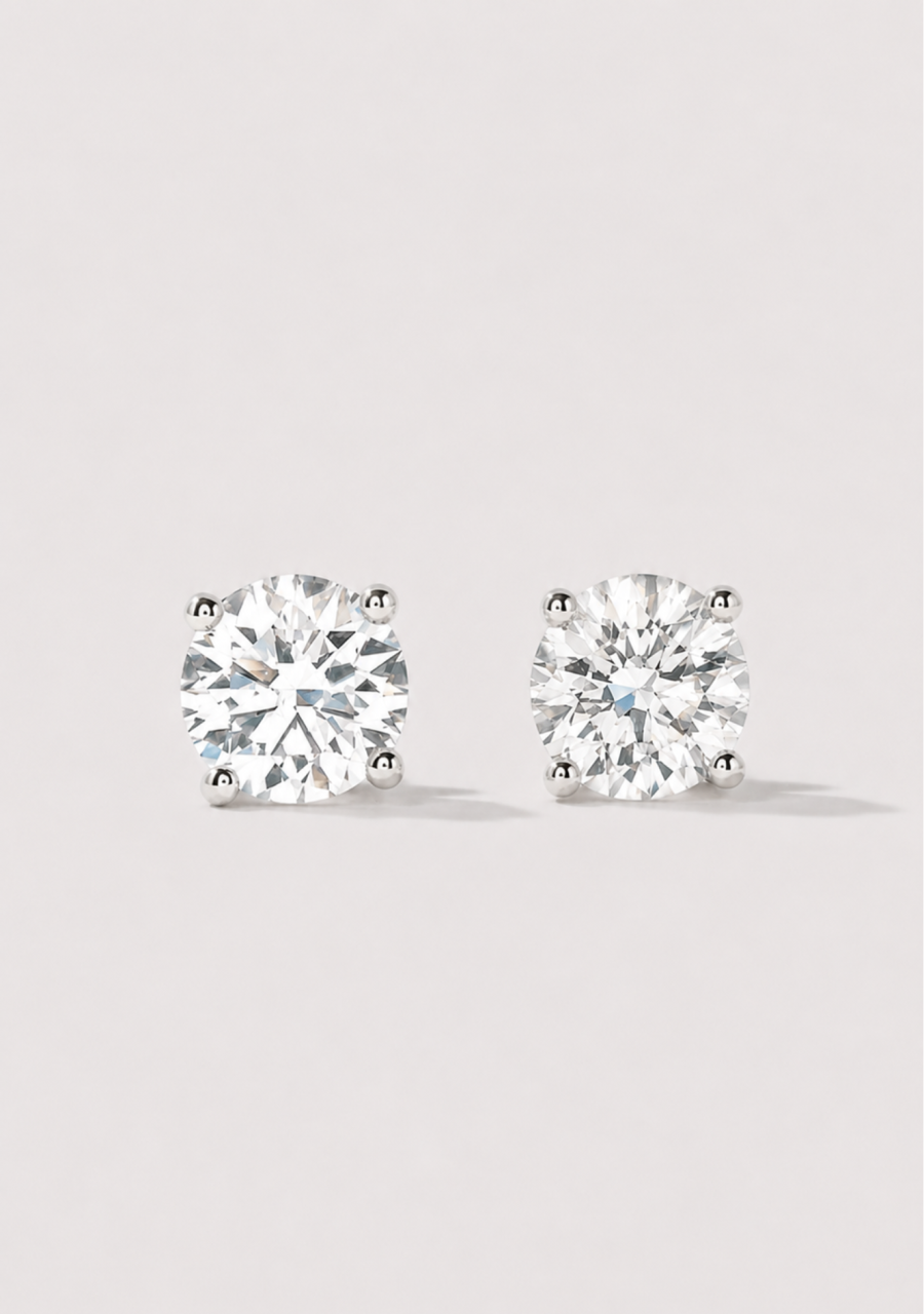 10ct White Gold 2.00ct Round Brilliant Cut Lab Grown Diamond Stud Earrings