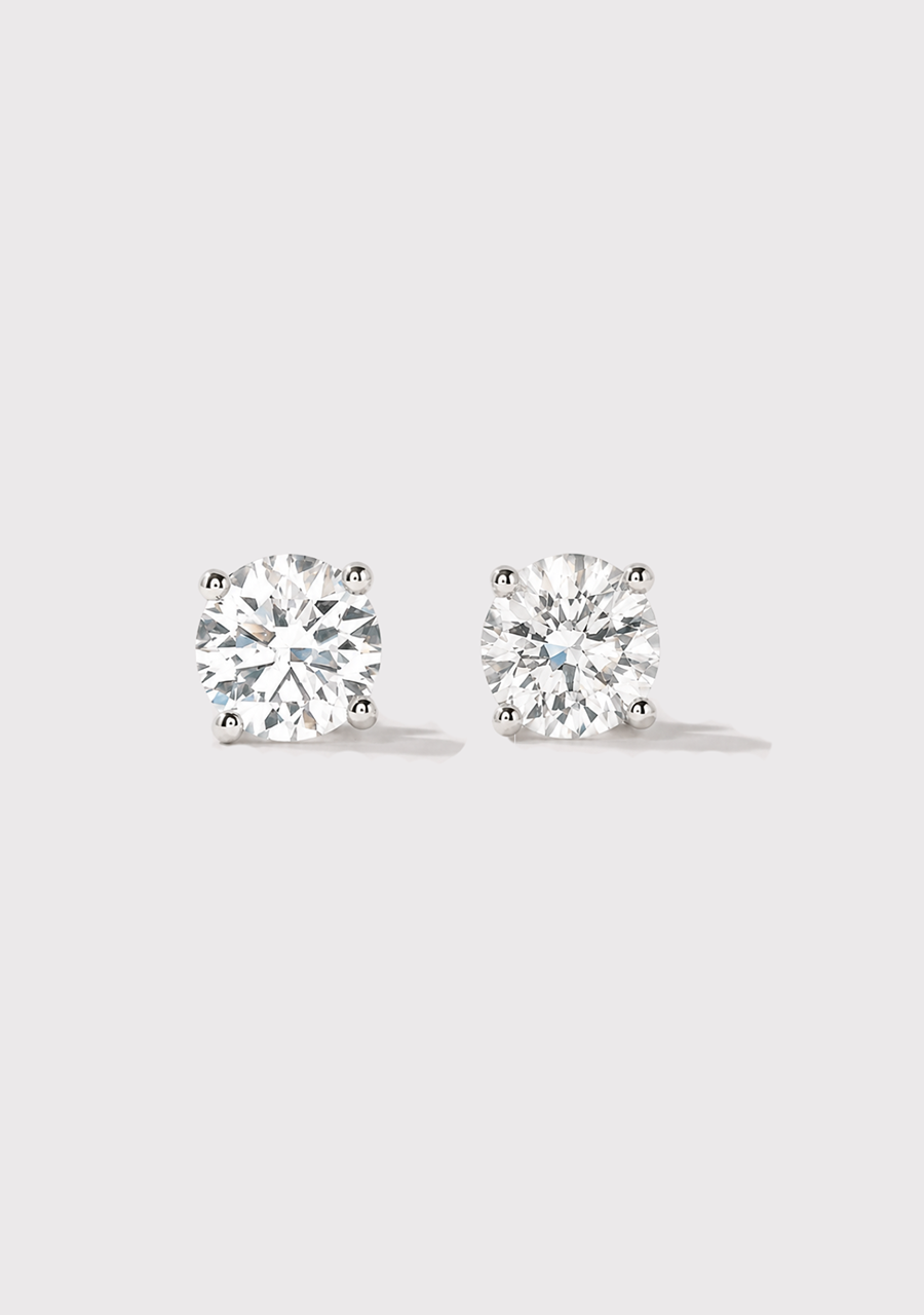 10ct White Gold 2.00ct Round Brilliant Cut Lab Grown Diamond Stud Earrings