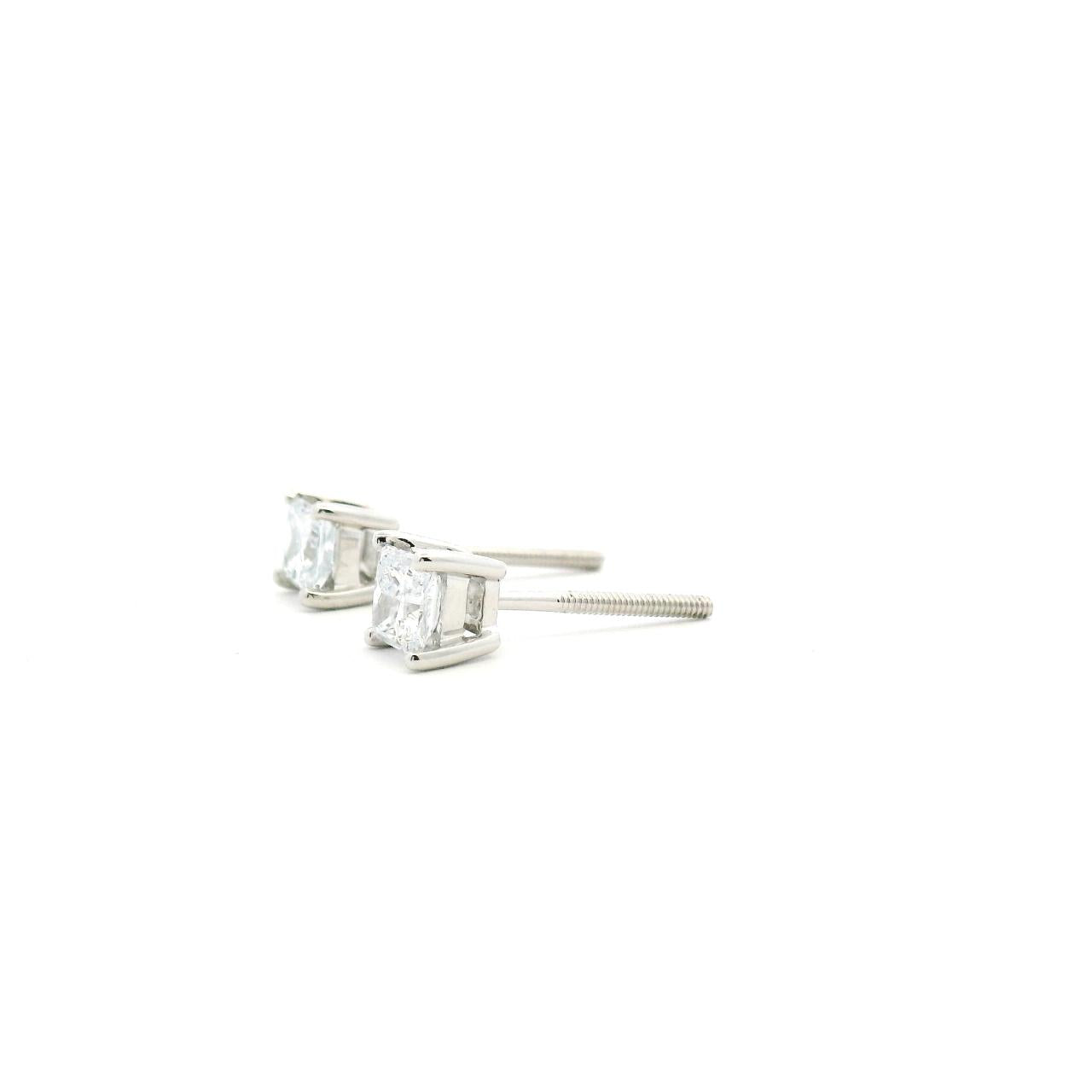10ct White Gold 0.50ct Princess Cut Lab Grown Diamond Stud Earrings
