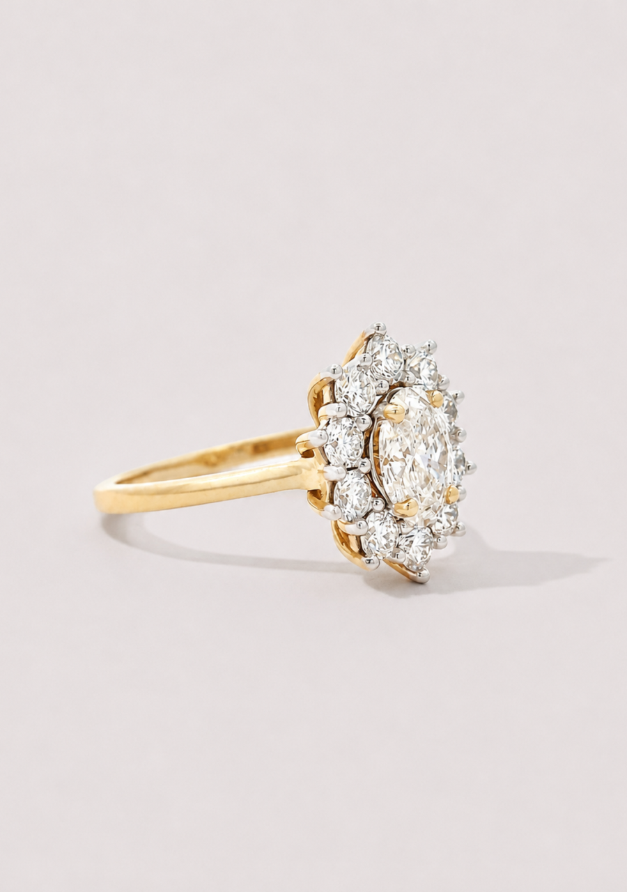 Lab Grown Diamond 10ct Yellow Gold Cluster Ring