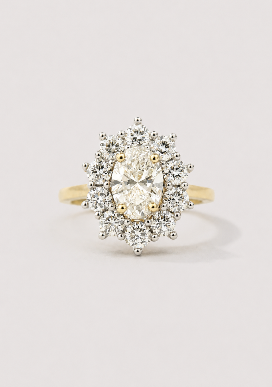 Lab Grown Diamond 10ct Yellow Gold Cluster Ring