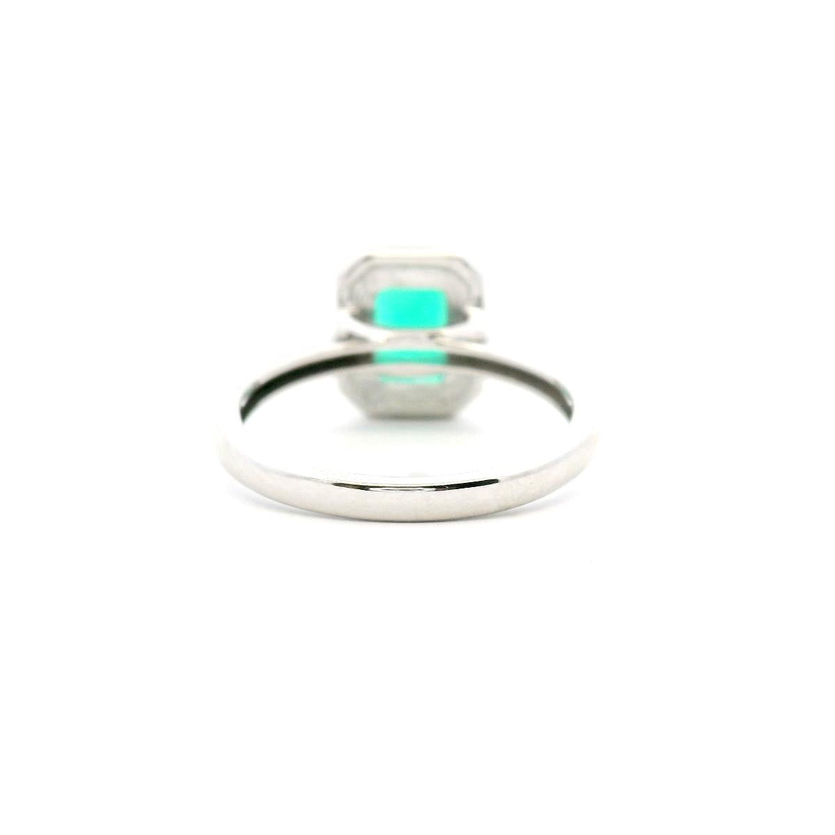 Lab Grown Emerald & Lab Diamond Halo 10ct White Gold Ring