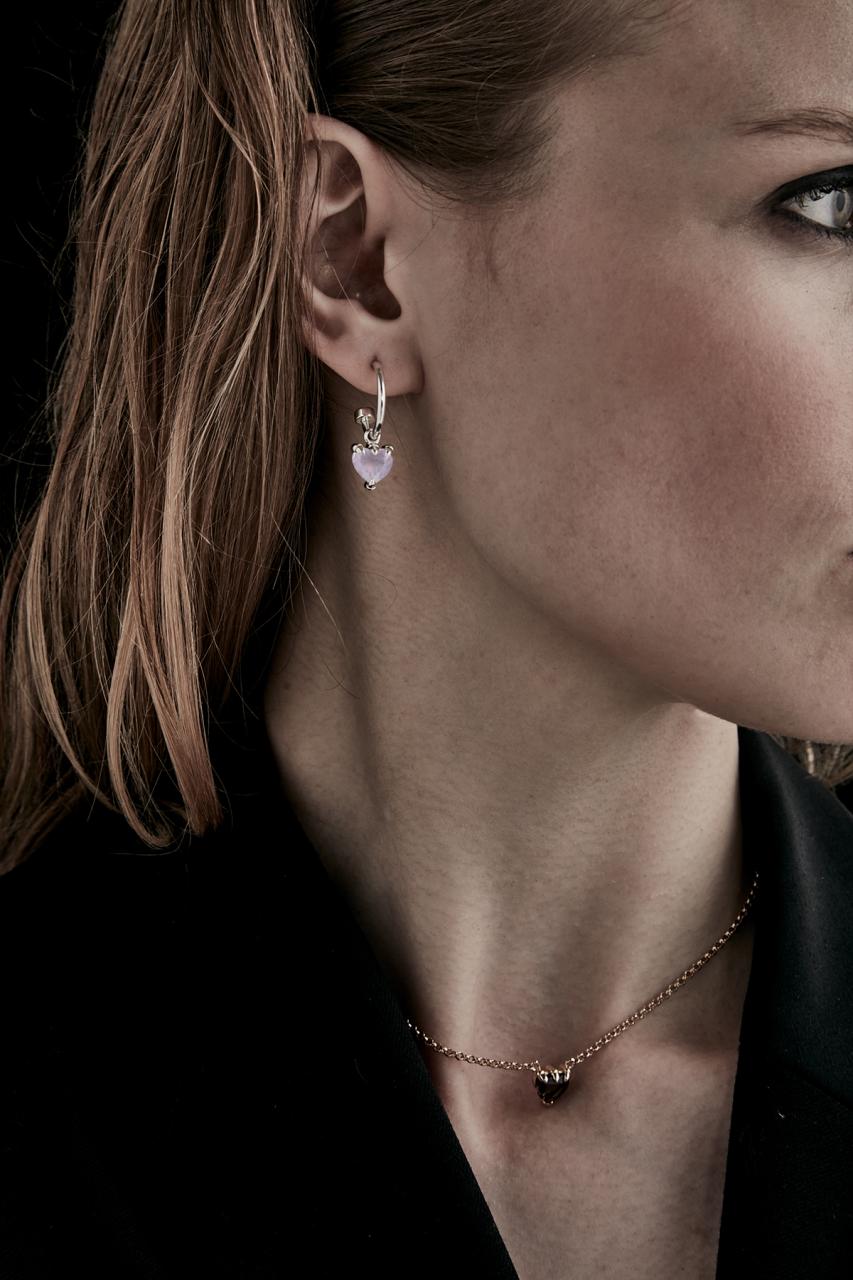 Stolen Girlfriends Club Sterling Silver Rose Quartz Talon Anchor Sleeper Earrings