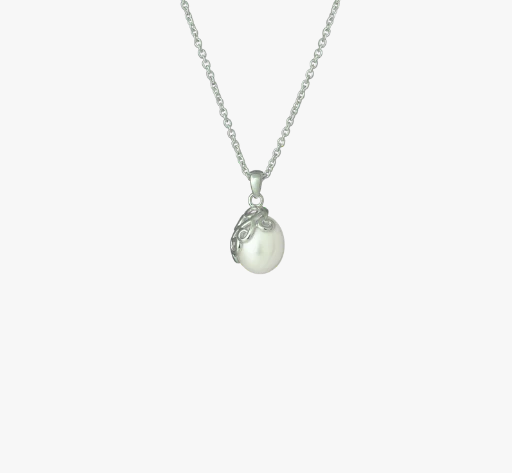 Evolve Sterling Silver White Freshwater Pearl Devotion Necklace