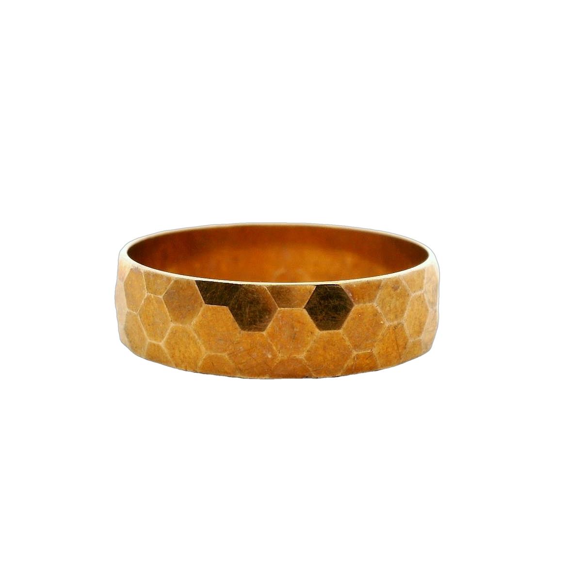 Estate 9ct Yellow Gold Hammer Finished 6mm Band Ring