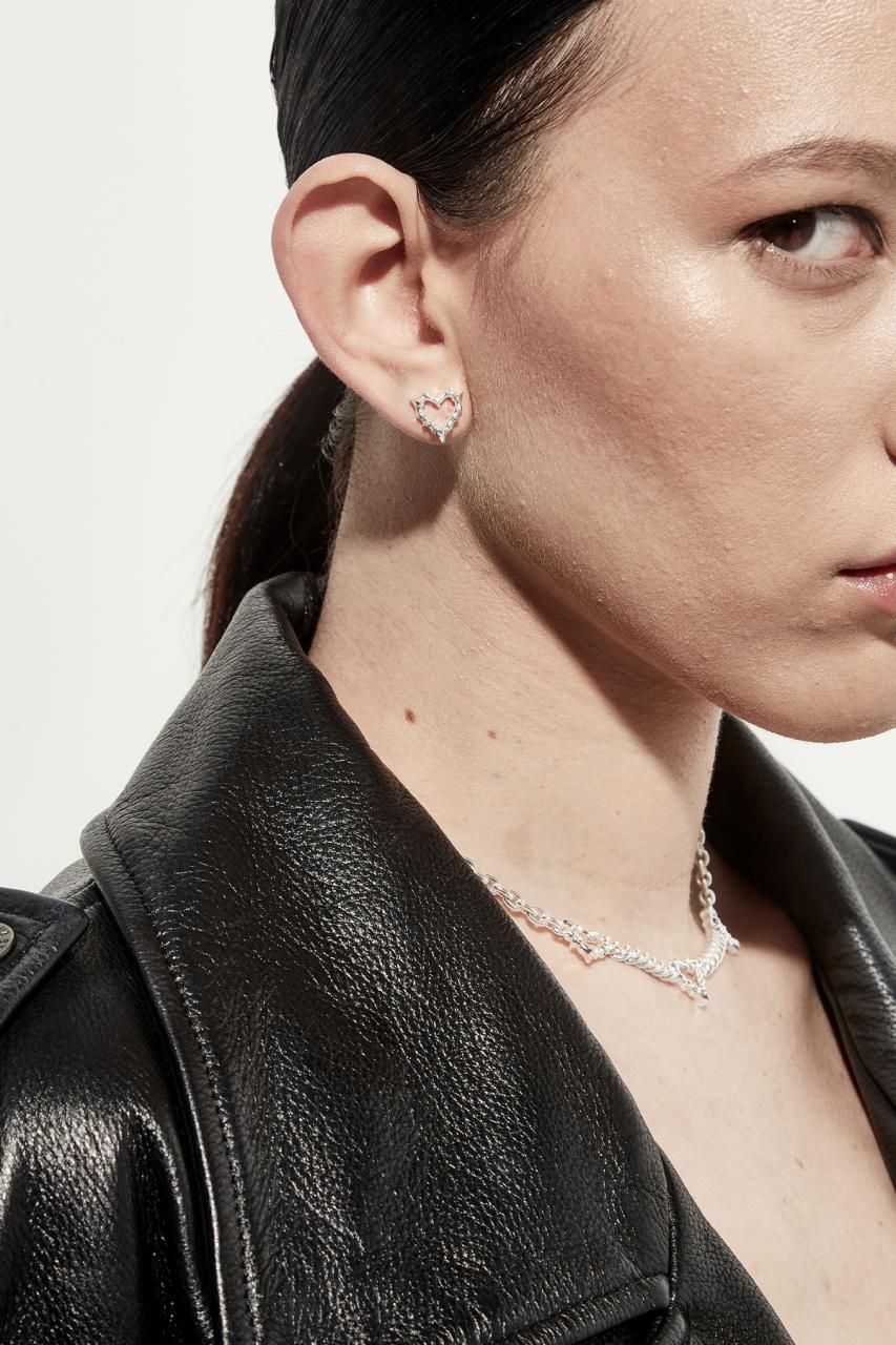 Stolen Girlfriends Club Sterling Silver Jagged Heart Stud Earrings