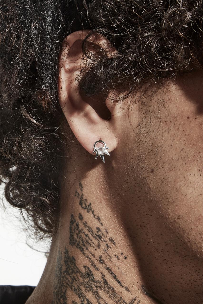 Stolen Girlfriends Club Sterling Silver Geo Punk Pink Topaz Stud Earrings