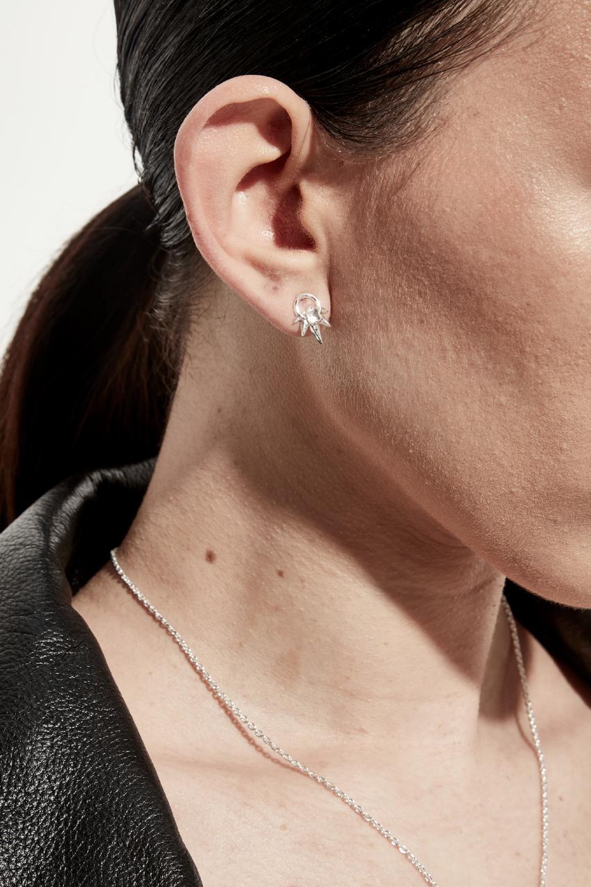 Stolen Girlfriends Club Sterling Silver Geo Punk Pink Topaz Stud Earrings