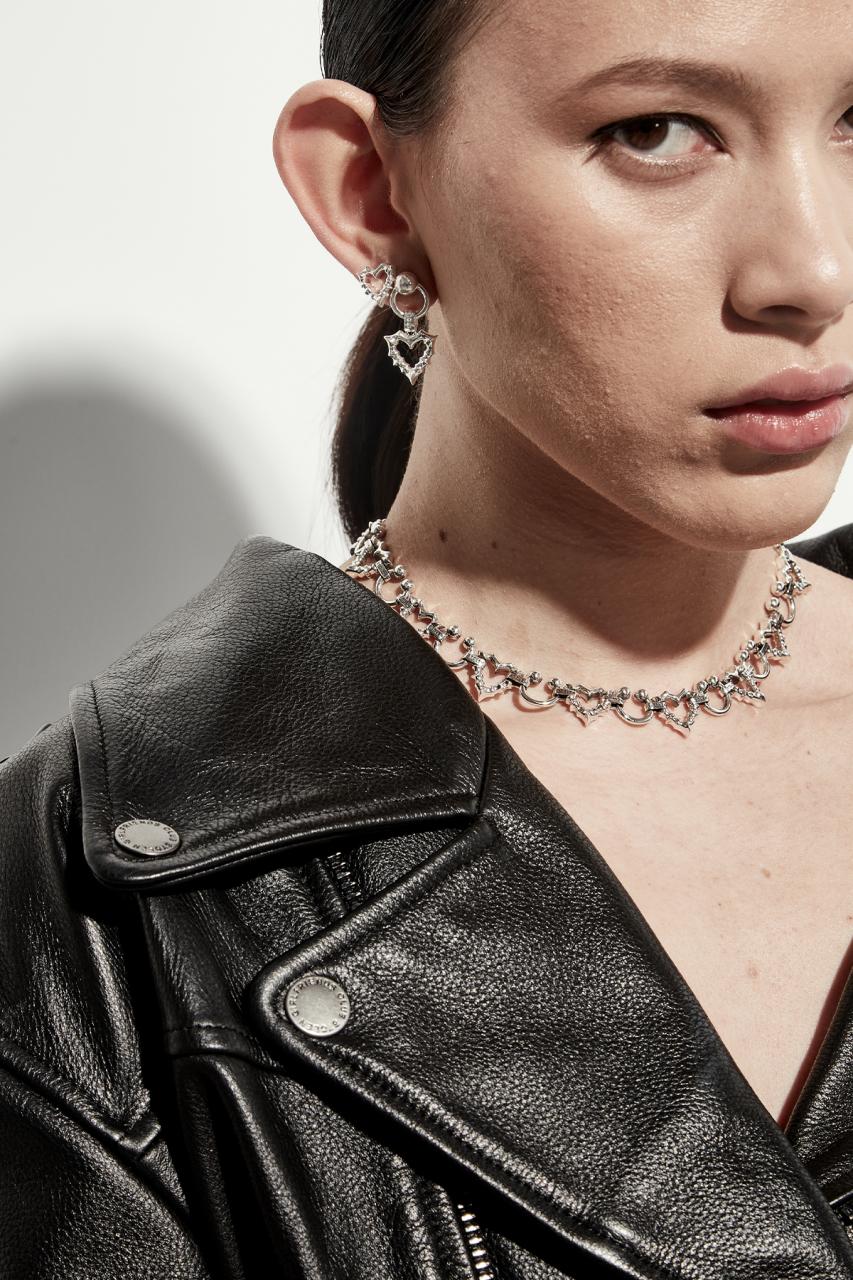 Stolen Girlfriends Club Sterling Silver Punk Jagged Heart Earrings