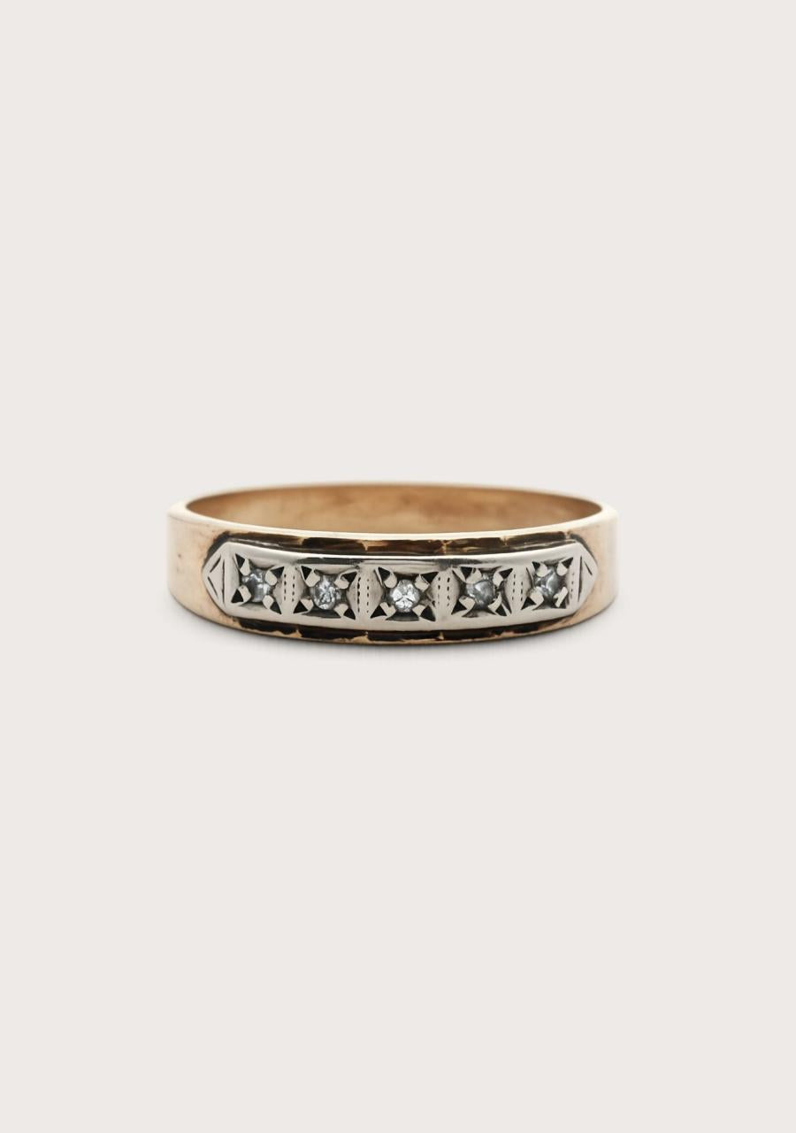 Estate 9ct Yellow Gold Diamond Five Stone Ring