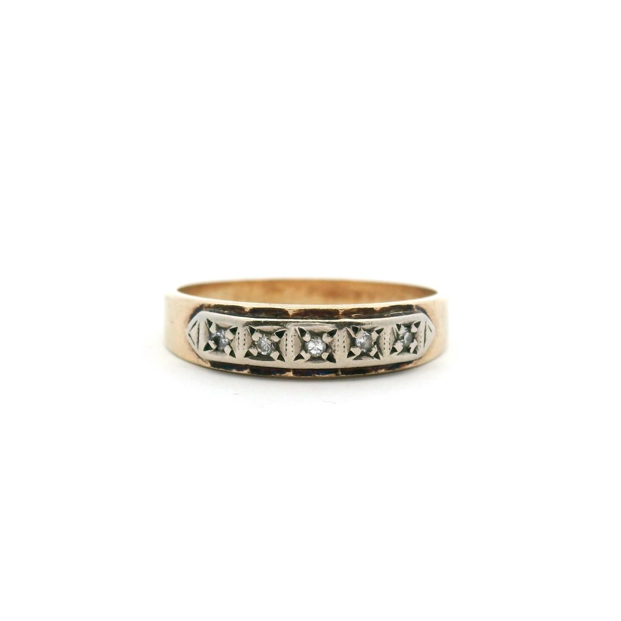 Estate 9ct Yellow Gold Diamond Five Stone Ring