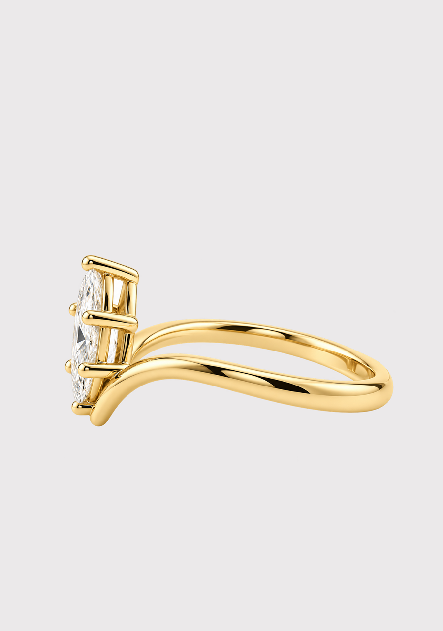 9ct Yellow Gold 1.03ct Marquise Lab Grown Diamond Wishbone Ring