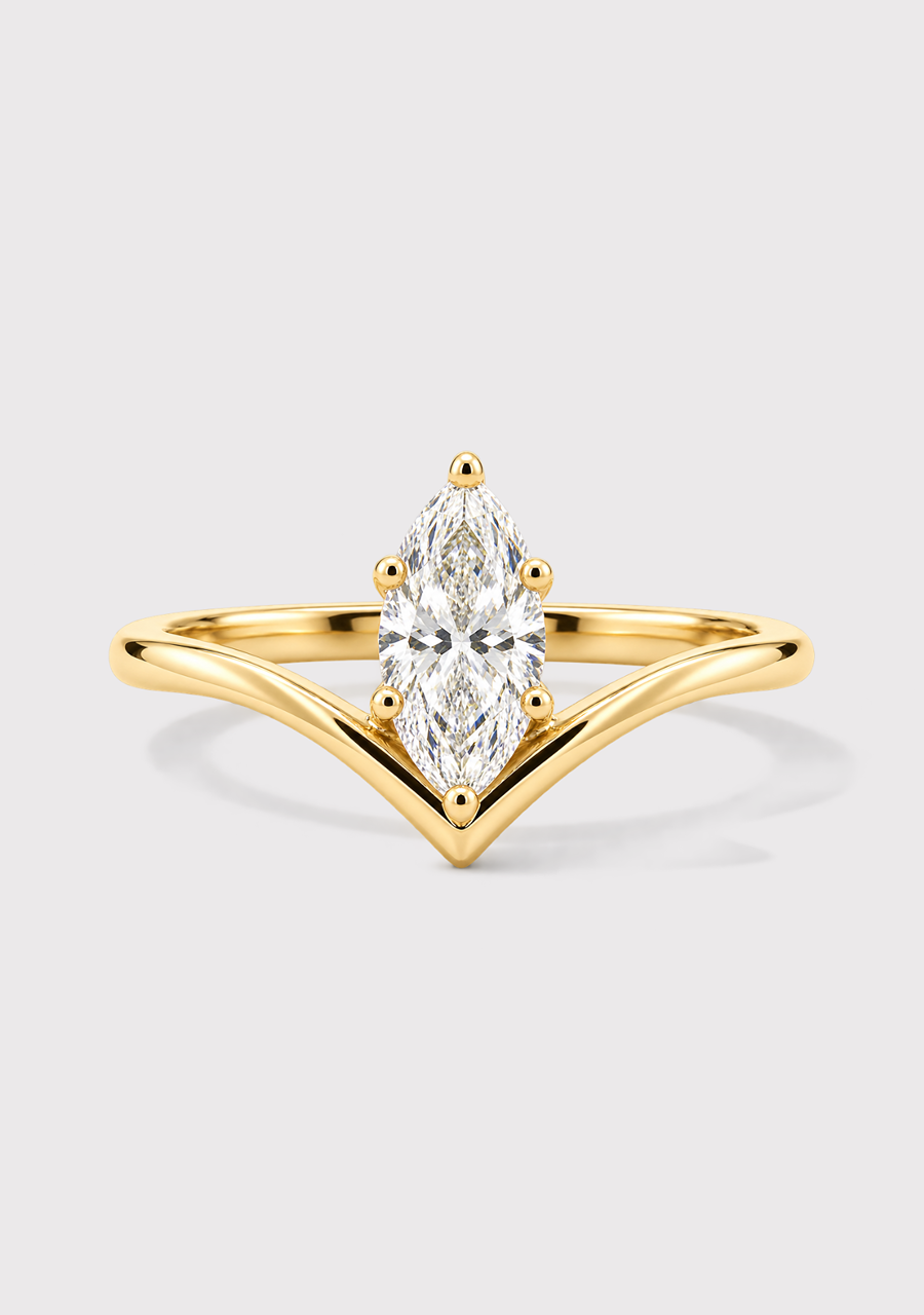 9ct Yellow Gold 1.03ct Marquise Lab Grown Diamond Wishbone Ring