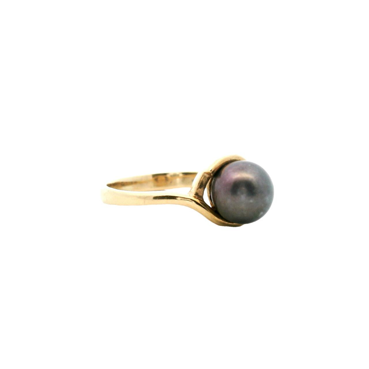 Estate 9ct Yellow Gold Tahitian Pearl Ring