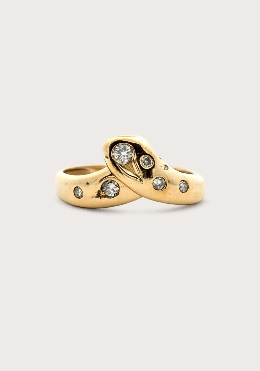 Estate 9ct Yellow Gold Crossover Diamond Ring