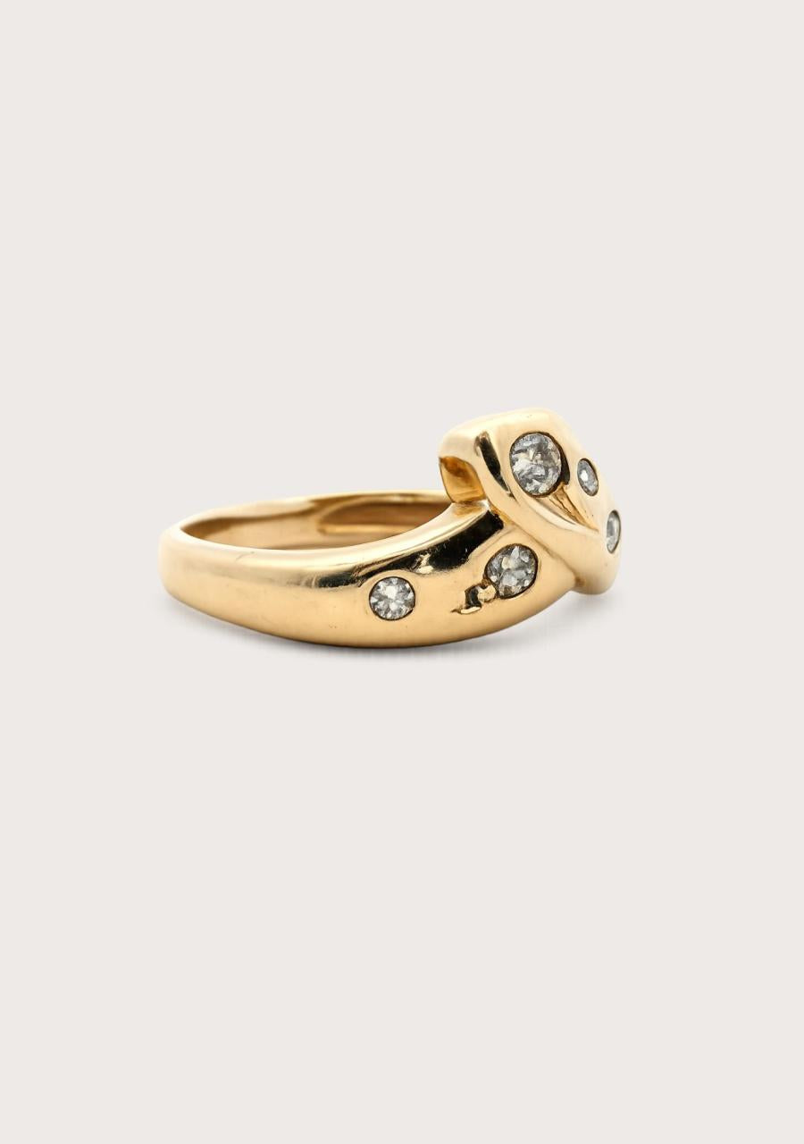 Estate 9ct Yellow Gold Crossover Diamond Ring