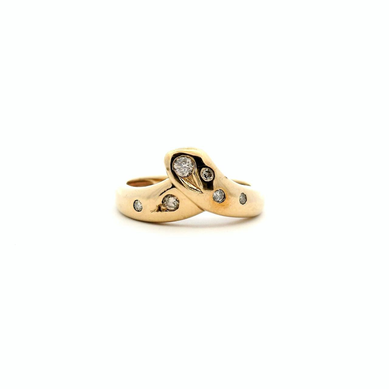 Estate 9ct Yellow Gold Crossover Diamond Ring
