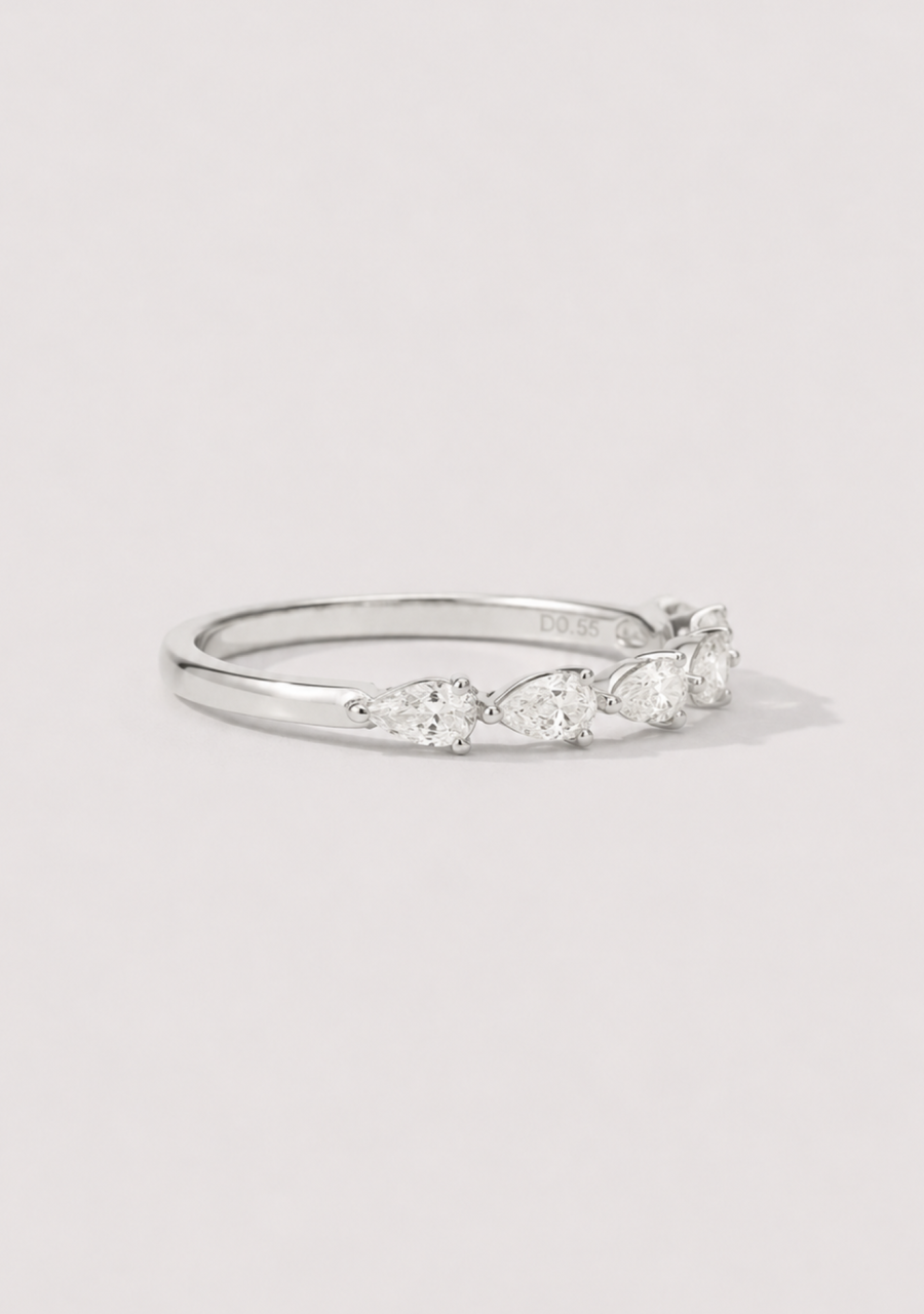 18ct White Gold Six Stone Pear Cut Diamond Ring