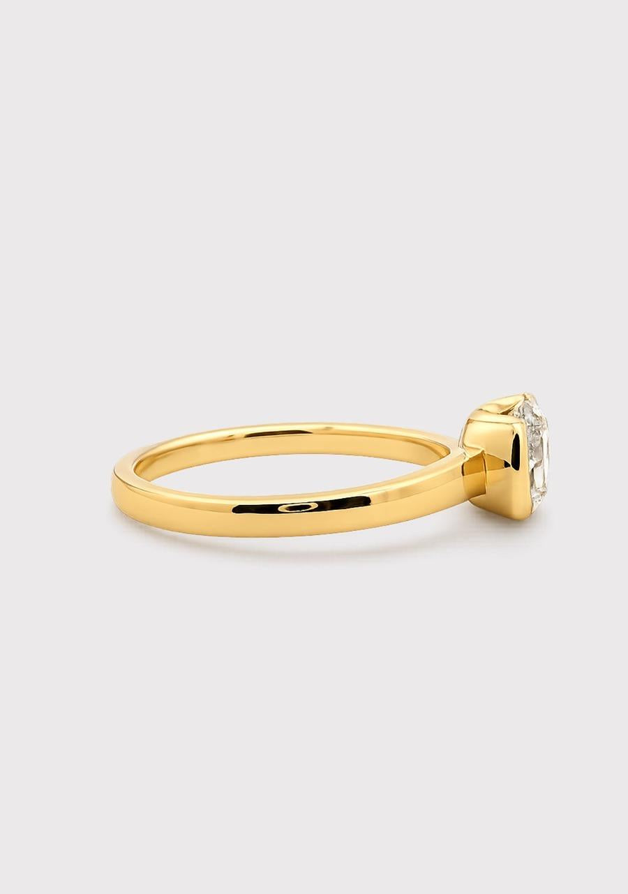Lab Grown 1.00ct Round 9ct Yellow Gold Narrow Semi Bezel Lab Grown Diamond Ring
