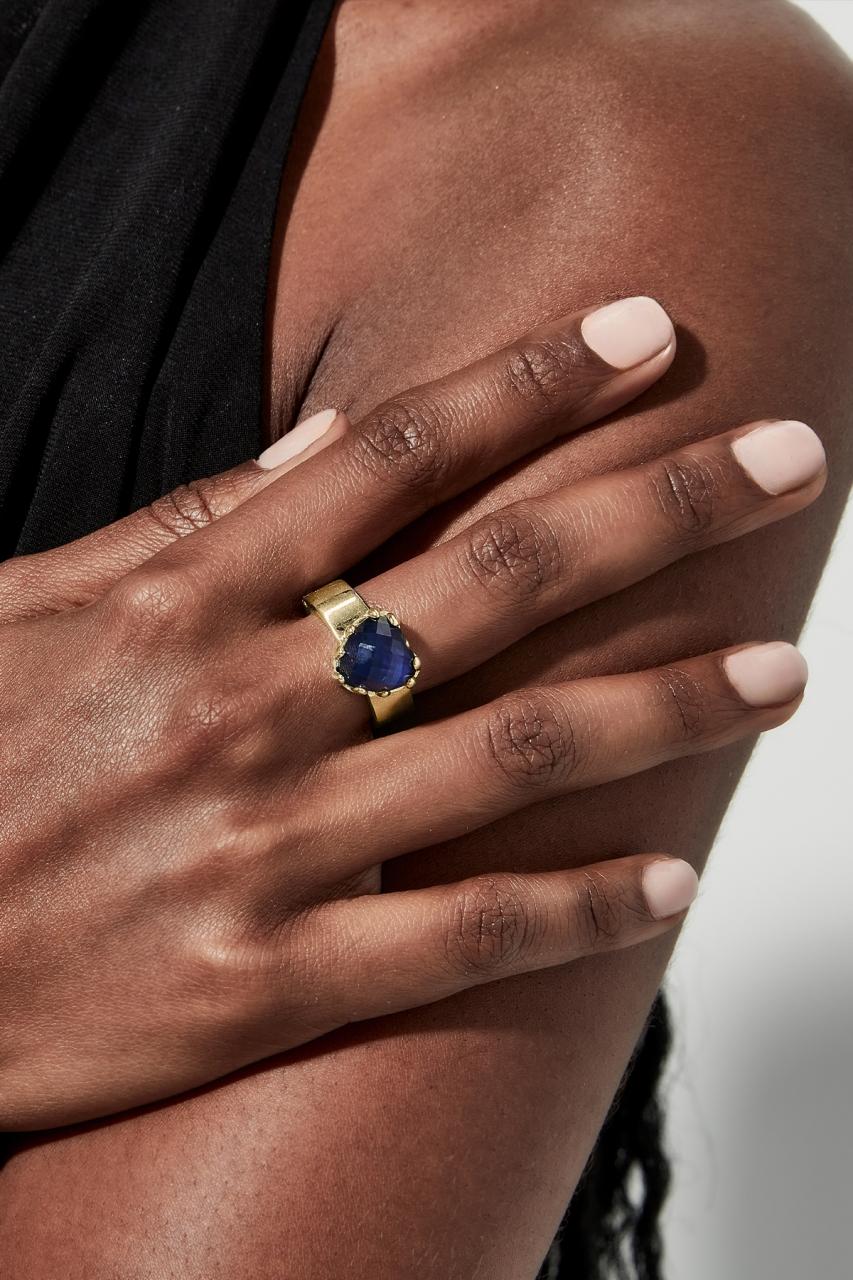 Stolen Girlfriends Club 18ct Gold Plated Mood Crystal Love Claw Ring